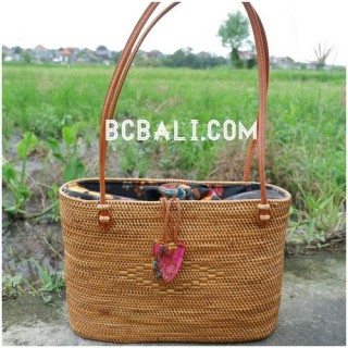 handmade ethnic design rattan grass straw handbag bali